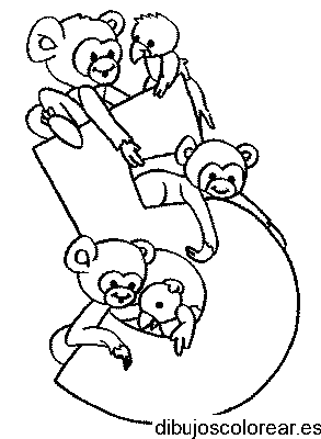 Dibujo del número 5 con monos