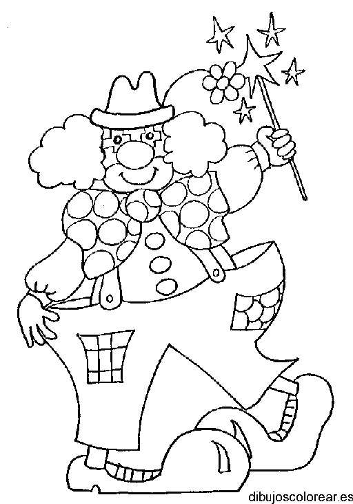 Dibujo de un payaso con una sombrilla