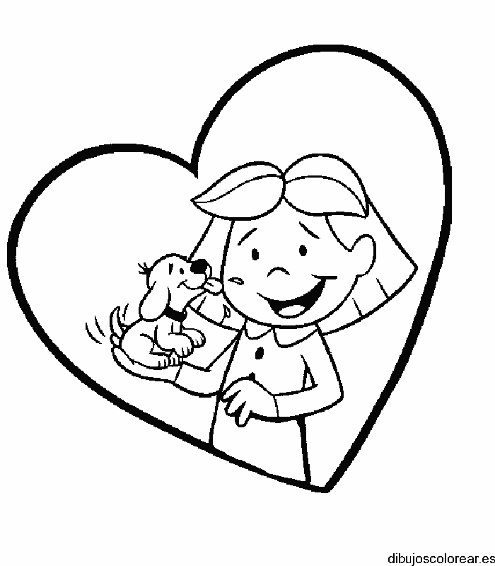 Dibujo de una niña en un corazón