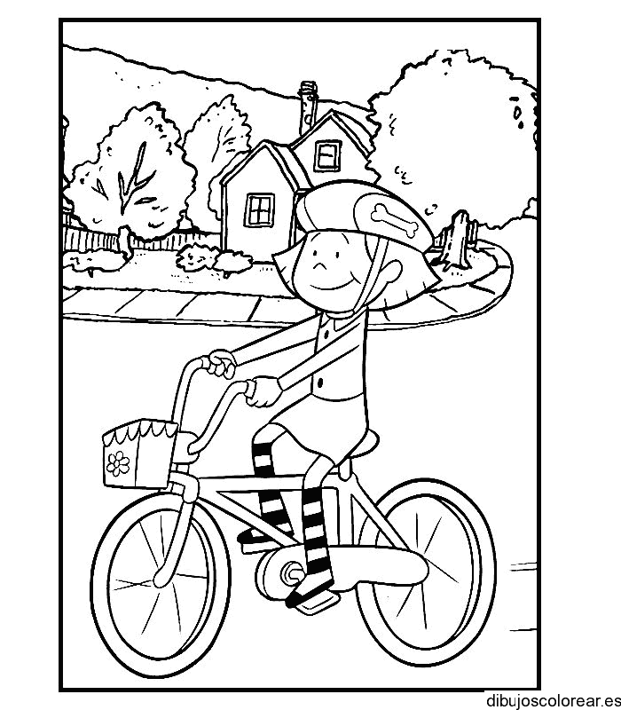 Dibujo de niña en bicicleta