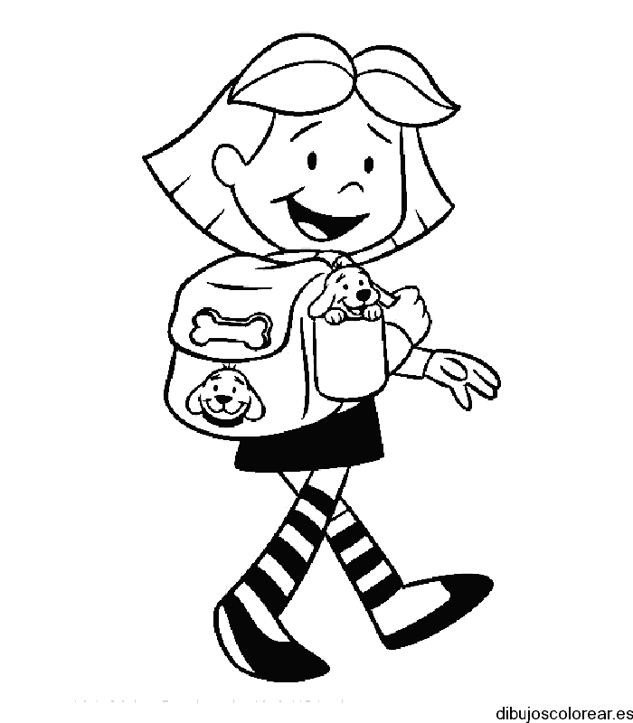 Dibujo de niña a la escuela