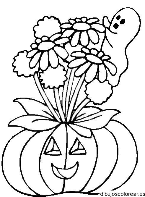 Dibujo de un fantasma y una calabaza 