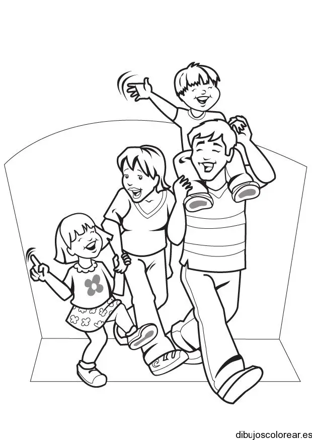Dibujo de una familia riendo