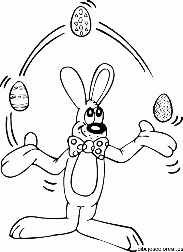 Dibujo de un conejo haciendo malabares