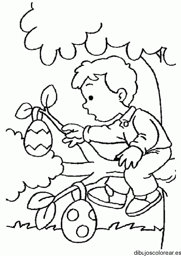 Dibujo de un niño en un árbol