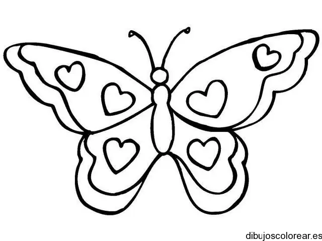 Dibujo de una mariposa de corazones  