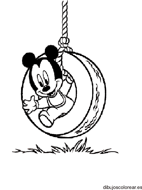 Dibujo de Mickey Mouse en un columpio