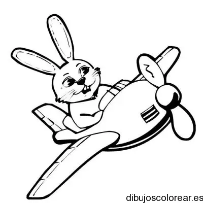 Dibujo de un conejo volando en avión