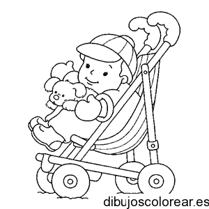 Dibujo de un bebé en un cochecito