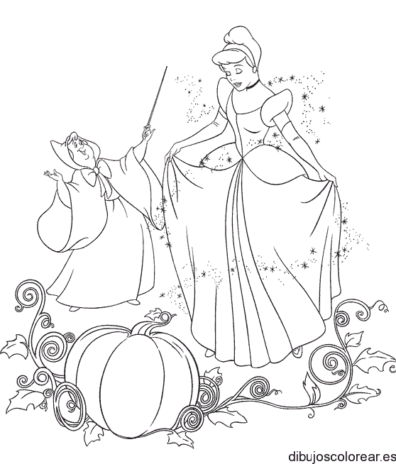 Dibujo de Cenicienta y una hada