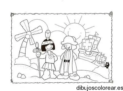 Dibujo de dos niños disfrazados 