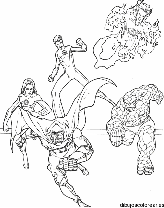 Dibujo de los 4 fantásticos y Dr. Doom