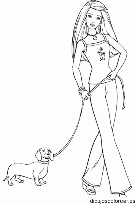 Dibujo de Barbie y un perro