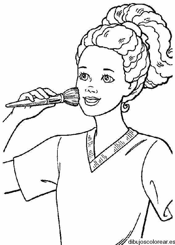 Dibujo de una chica maquillándose