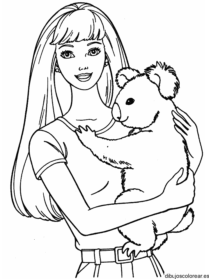 Dibujo de Barbie con un oso koala