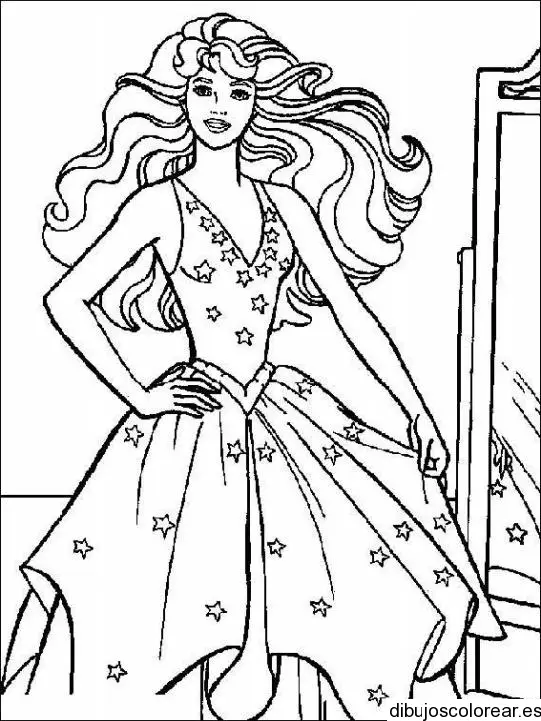 Dibujo de Barbie vestida con estrellas