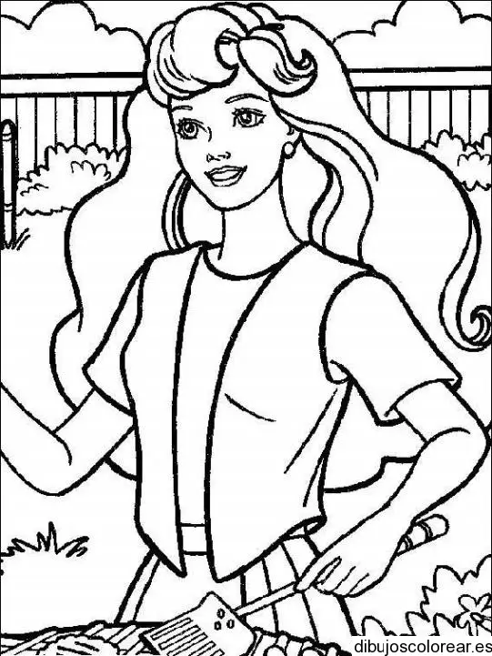 Dibujo de Barbie asando carne