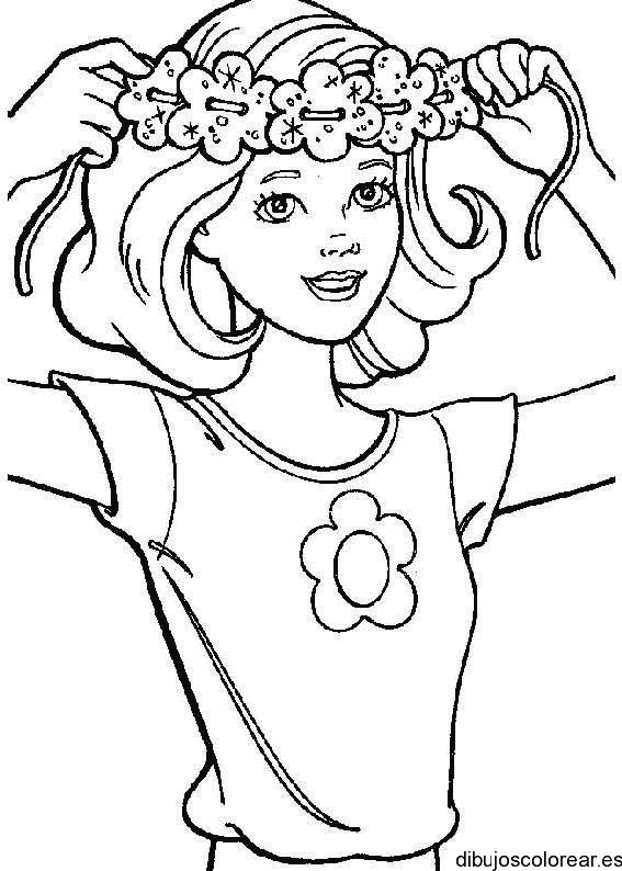 Dibujo de una niña peinándose frente al espejo