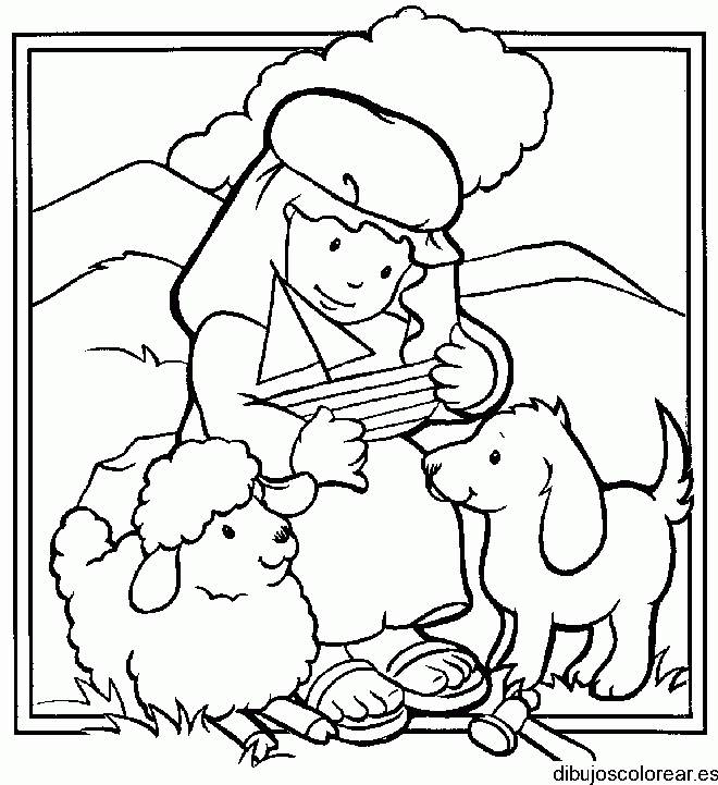 Dibujo de una niña con sus mascotas
