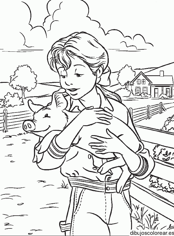 Dibujo de una niña en el campo