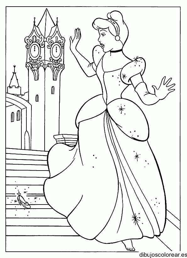 Dibujo de Cenicienta huyendo del palacio