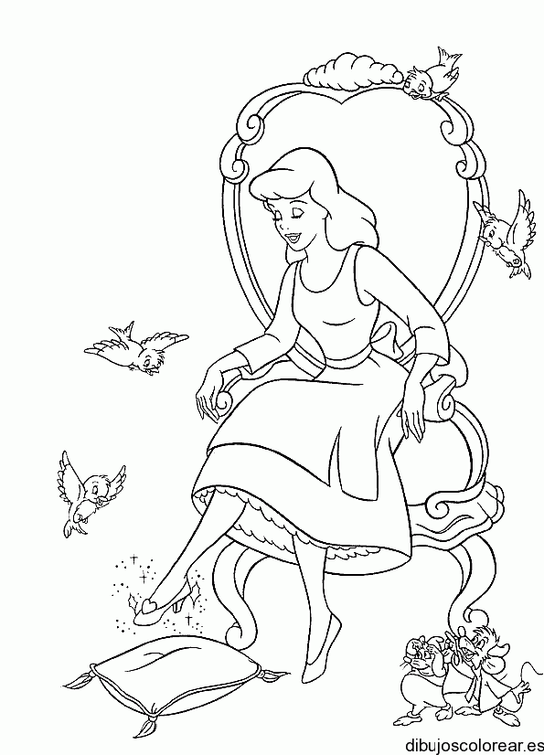 Dibujo de Cenicienta y la zapatilla de cristal