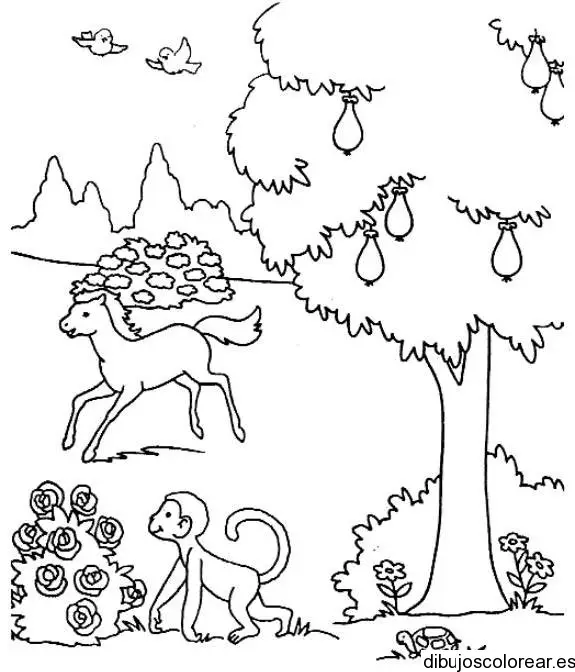 Dibujo de animales en el bosque 