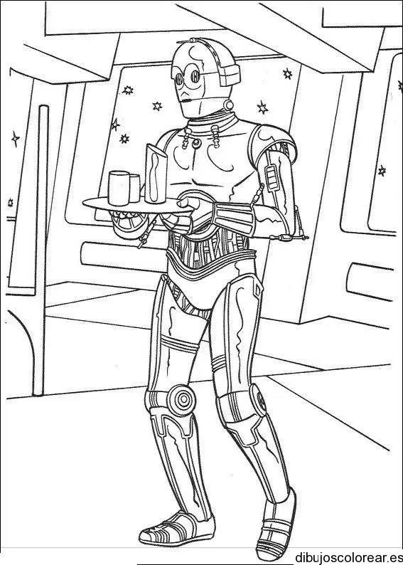 Dibujo de un robot y su comida