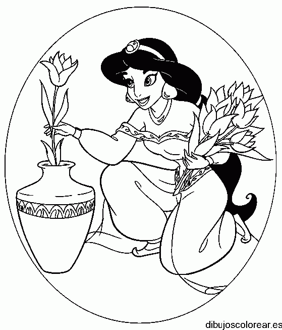 Dibujo de Jazmín con flores