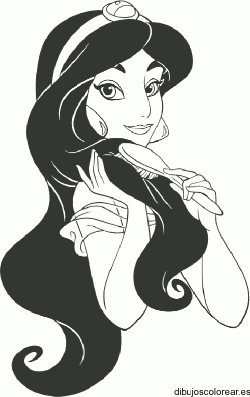 Dibujo de Jazmín peinándose