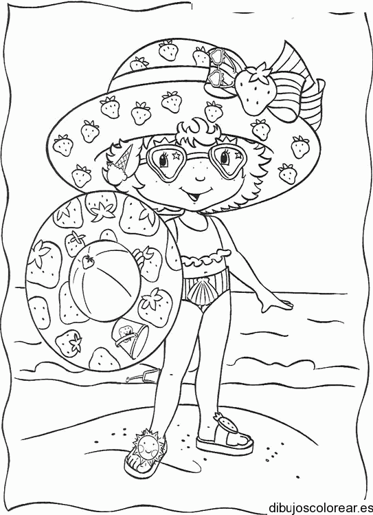 Dibujo de Fresita en la playa
