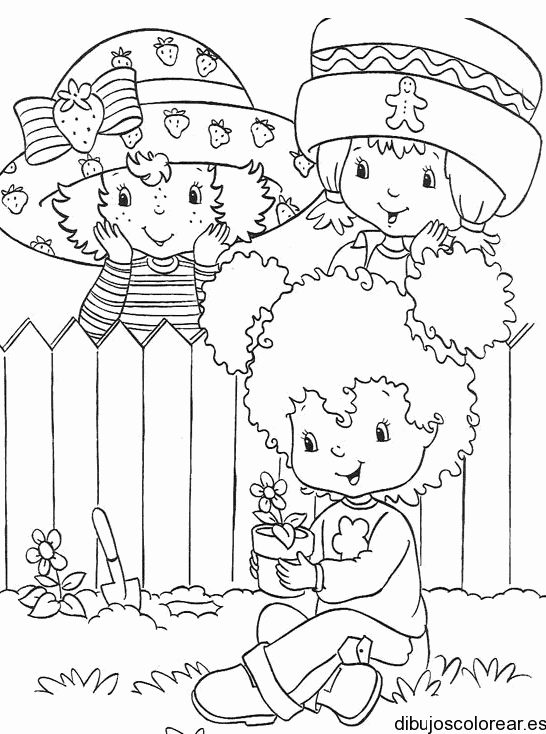 Dibujo de Fresita en el jardín