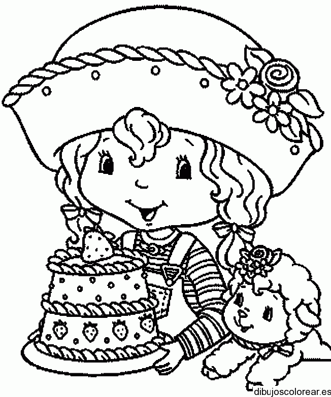 Dibujo de Fresita con trenzas