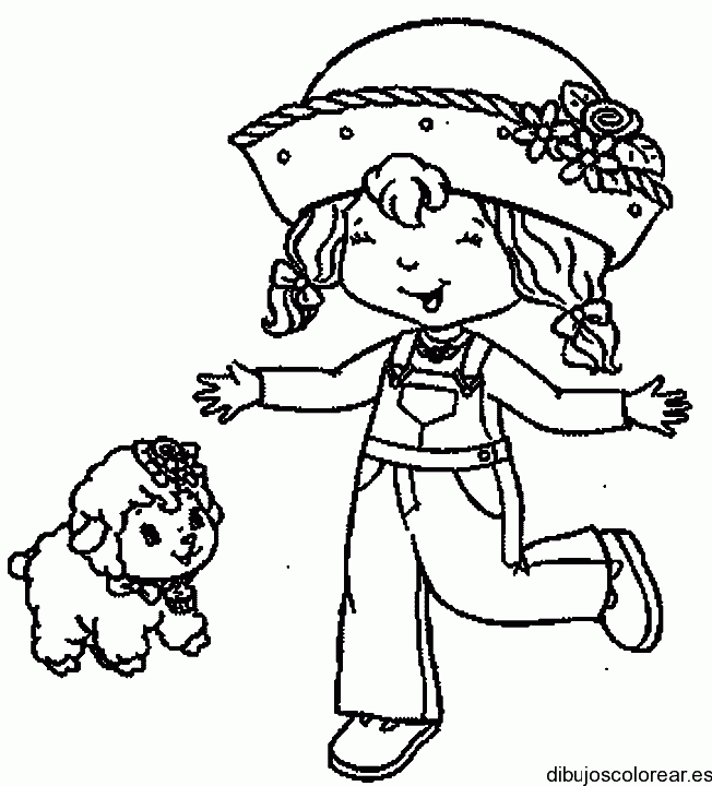 Dibujo de Fresita con una ovejita