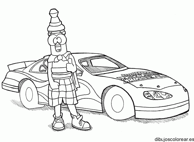 Dibujo de un coche y un robot