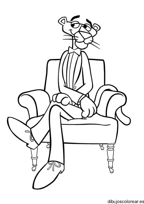 Dibujo de la pantera rosa en un sofá