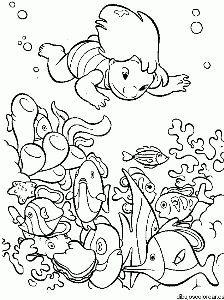Dibujo de Lilo nadando