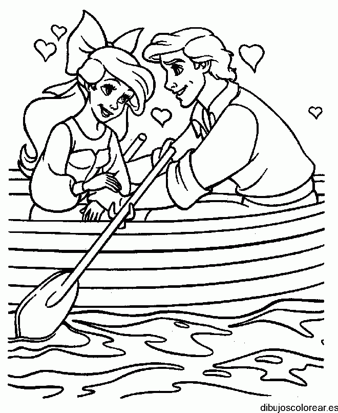 Dibujo de una pareja en bote