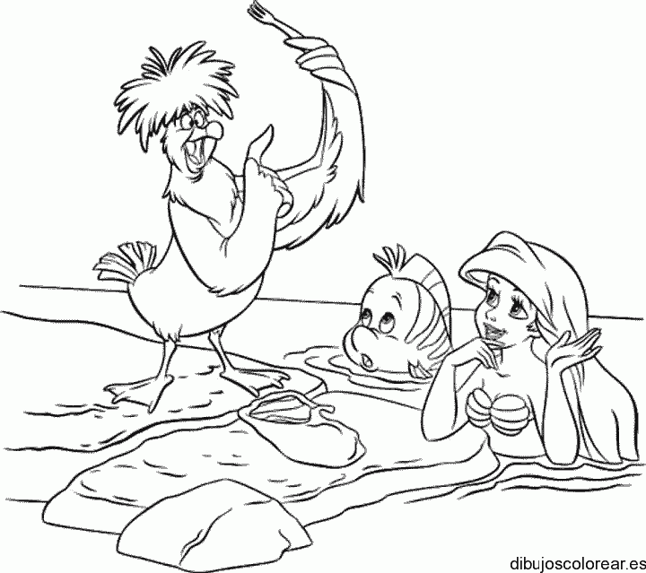 Dibujo de Ariel y un pez