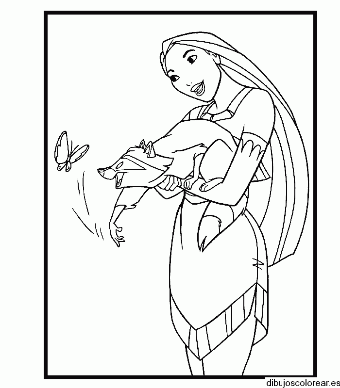 Dibujo de Pocahontas y el mapache