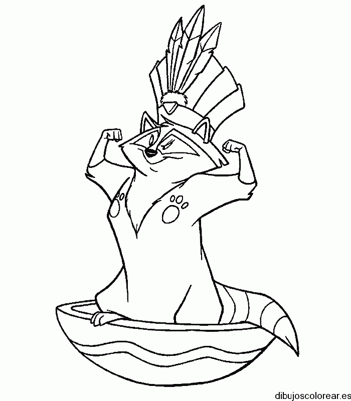 Dibujo de un mapache disfrazado