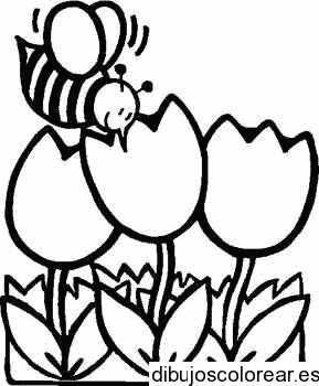 Dibujo de una abeja en las flores