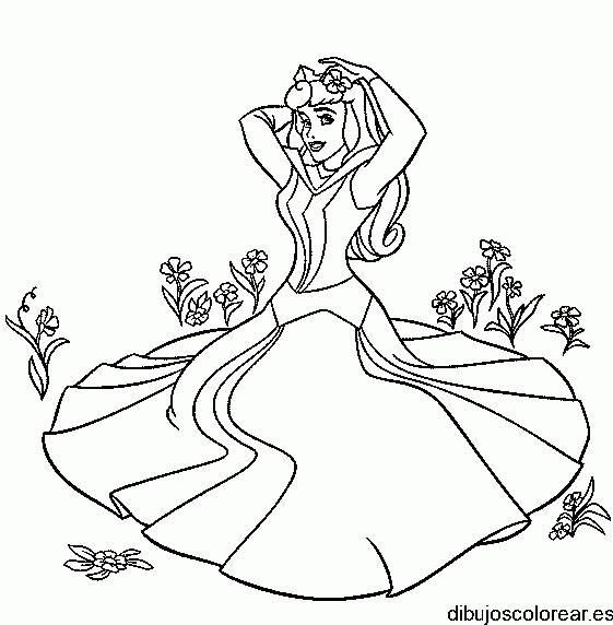 Dibujo de Aurora en el jardín