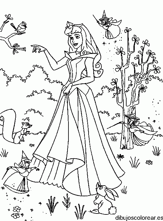 Dibujo de Aurora y el hada madrina