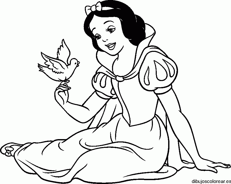 Dibujo de Blancanieves y un pájaro