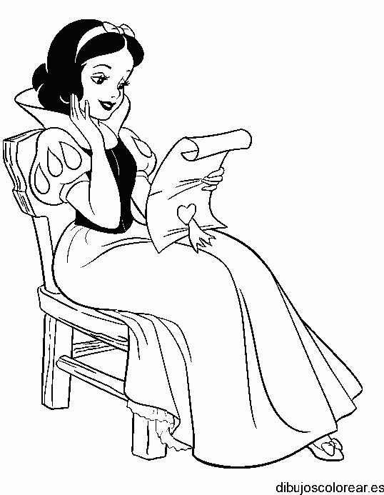 Dibujo de Blancanieves leyendo una carta