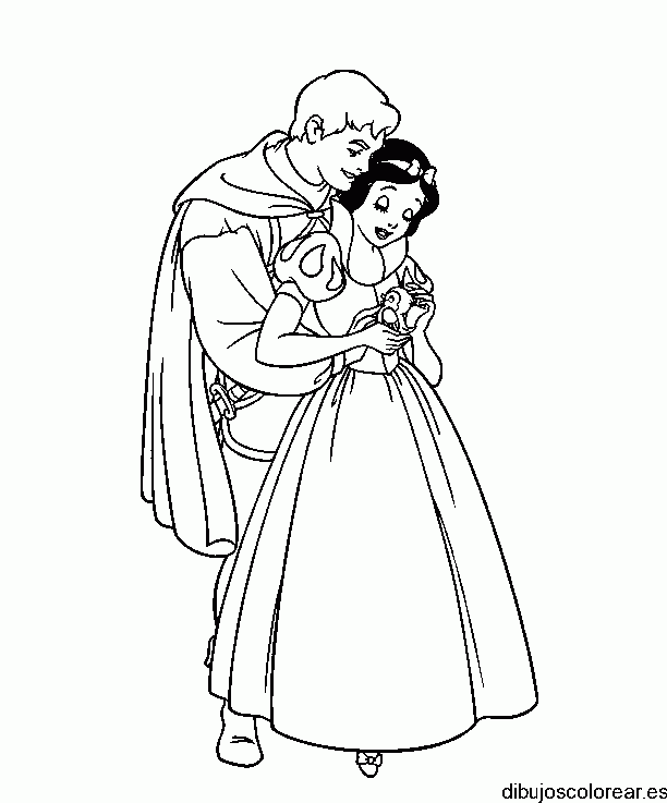 Dibujo de Blancanieves y el Principe abrazados