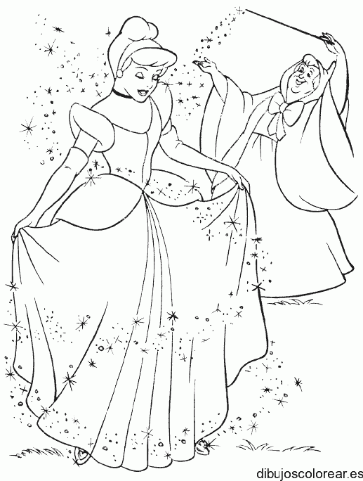 Dibujo de Cenicienta y el hada