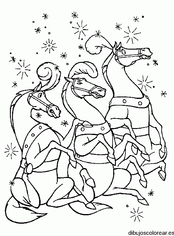 Dibujo de tres caballos