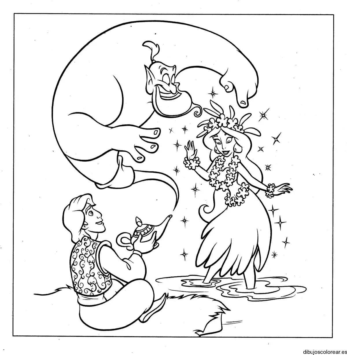 Dibujo de Aladin y el genio